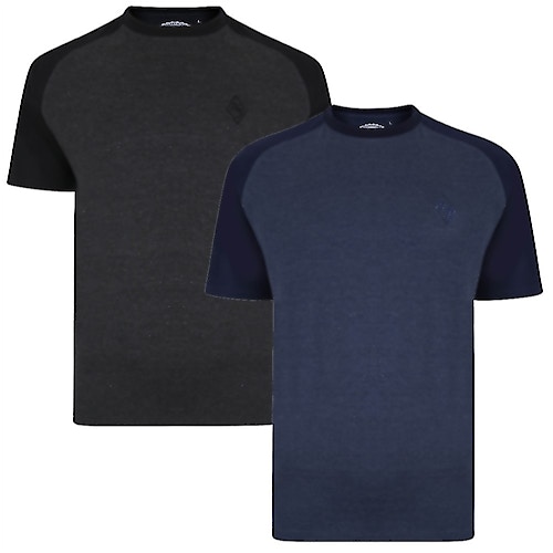 KAM Raglan T-Shirt im Doppelpack Grau/Blau